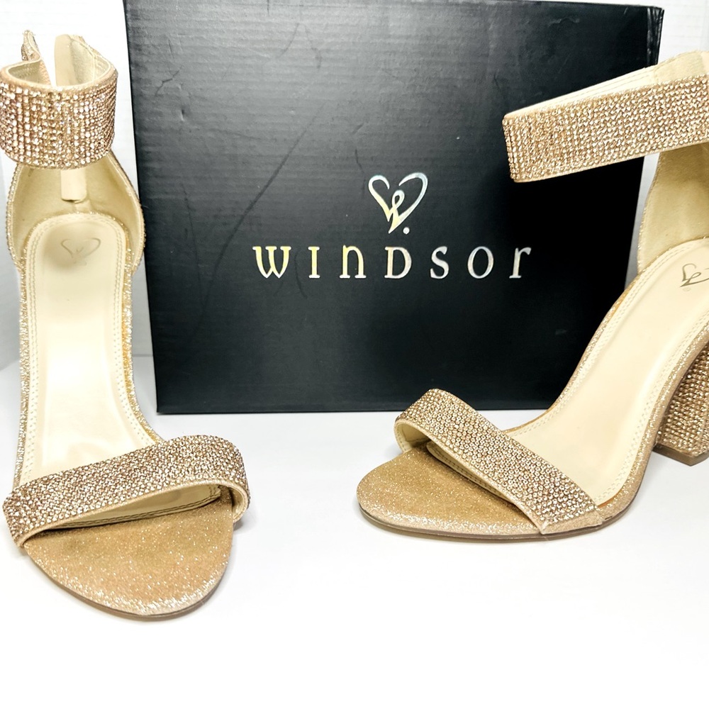 Windsor Rose Gold sparkling dress heels. Size 8.5.